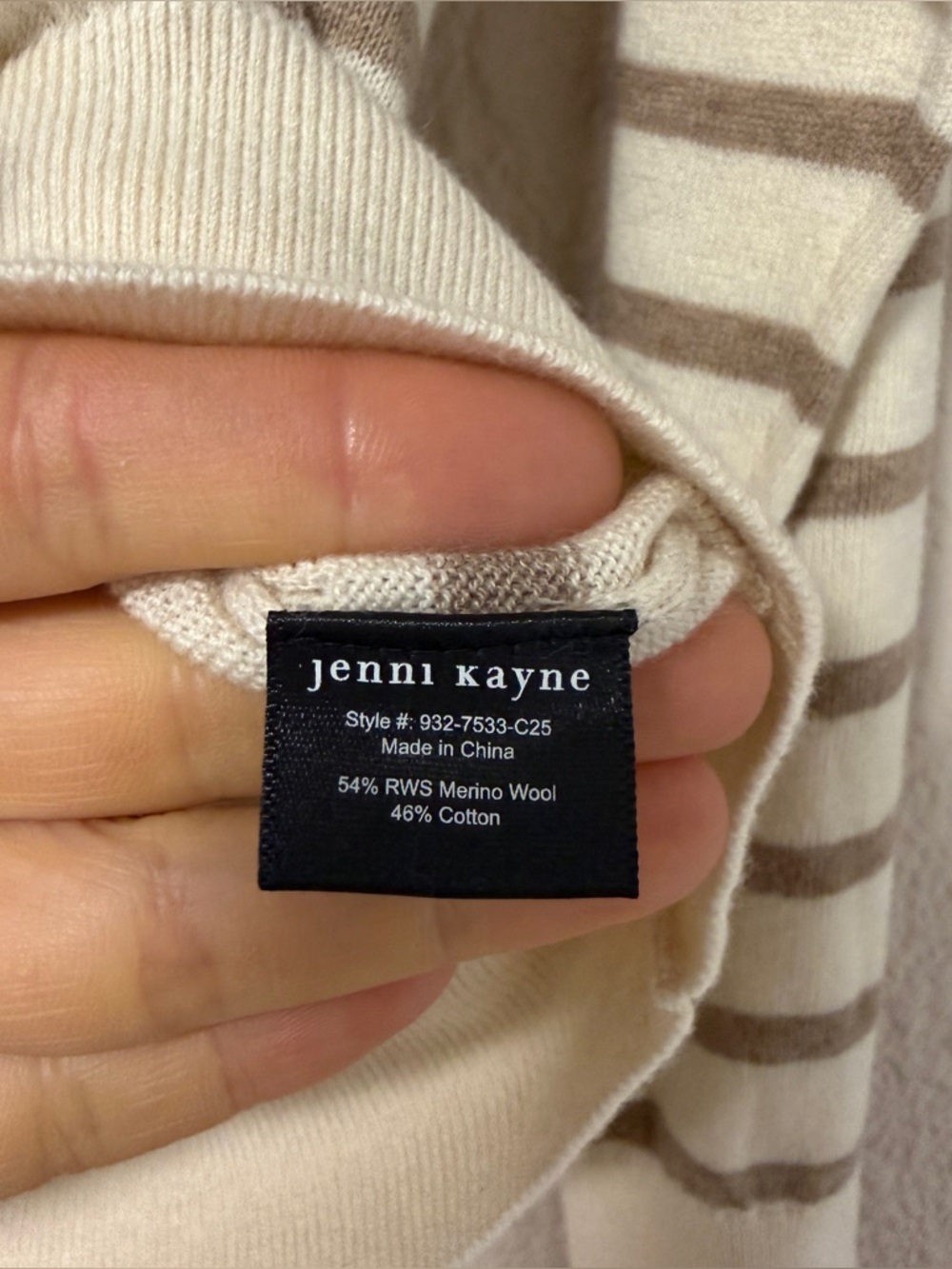 NWOT Jenni Kayne Avery Crewneck Sweater Stripe Cotton Merino Neutral S Summer - Picture 10 of 10